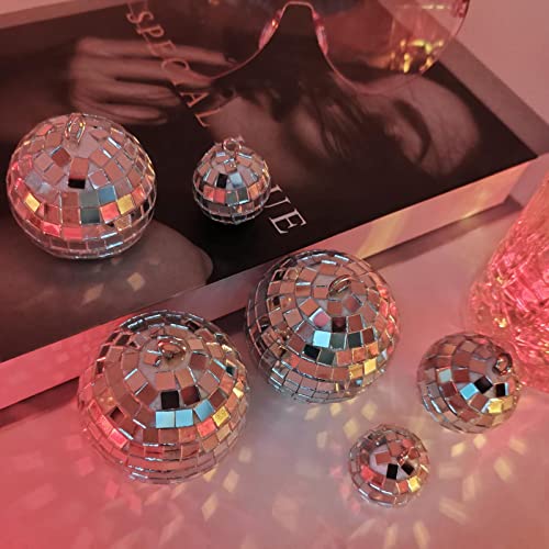 24 Pcs Mirror Disco Ball Hanging, Silver Glass Disco Ball Decor, Disco Party Decorations, Disco Ball Ornament For Holiday Party Decor With Rope (2.4 Inch, 2 Inch, 1.6 Inch, 1.2 Inch) #TOP5