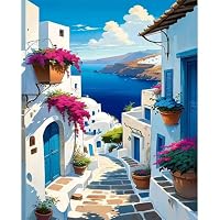 Hjjdiyes Kit per dipingere con i numeri, 4 pezzi, Tartarughe marine, Stelle marine, 30 x 30 cm, Acrilico, Non pieghevole, Adulti, Tela, Pittura con numeri