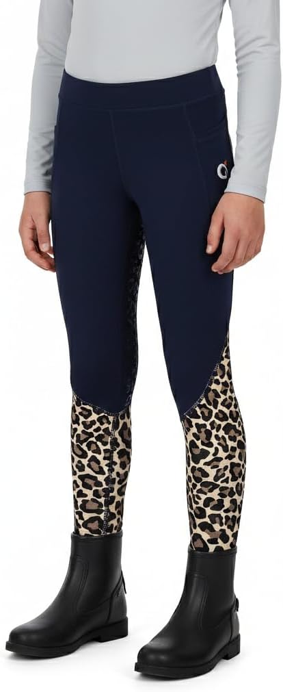 Horse Riding Pants for Girls, Kids Equestrian Horseback Riding Breeches, Full Seat Silicone Grip with Pockets
