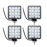 Potencia de faro cuadrado: 48 W, temperatura de color: 6000 K-6500 K blanco frío, intensidad luminosa: 3800LM, voltaje: 10-30 V CC. 60 grados de luz. El rango de luz es de unos 20 metros, adecuado para usar como la iluminación de operación del vehículo de ingeniería, luces de marcha atrás.