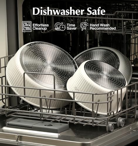 Image of KOCH SYSTEME CS 17pcs Pots and Pans Set Non Stick, Nonstick Ceramic Cookware Set Detachable Handle, Induction Kitchen Pot and Pan Set, Non Stick with Removable Handle, RV Cookware Set, Cream White