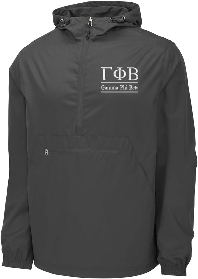 Sorority Letters Shop Gamma Phi Beta Windbreaker - Anorak Pullover Jacket - Quarter Zip
