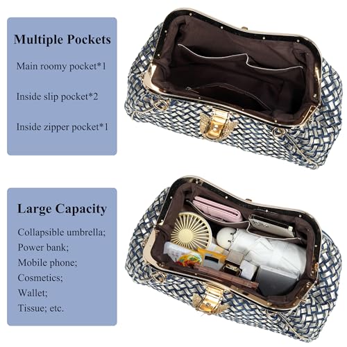 Bling Rhinestone Handbags for Women Woven Clutch Purses Jean Purse Crossbody Denim Evening Bag4