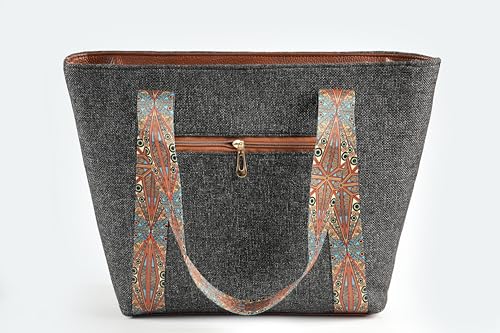 Image of Babbotty Jute Stylish Tote Bags for Women Big Size with Zip Multiple Compartments Inner Pocket Ladies Purse Handbags Girls Shoulder Hobo Bag for Office College Daily Use & Travel