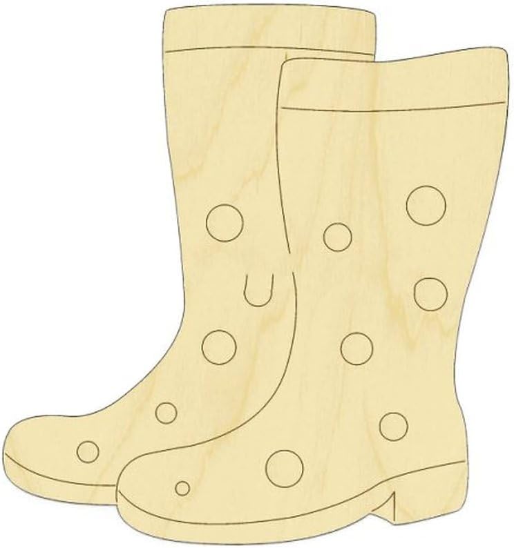 Amazon.com: Rain Mud Boots Wood Craft Unfinished Wooden Cutout Art DIY ...