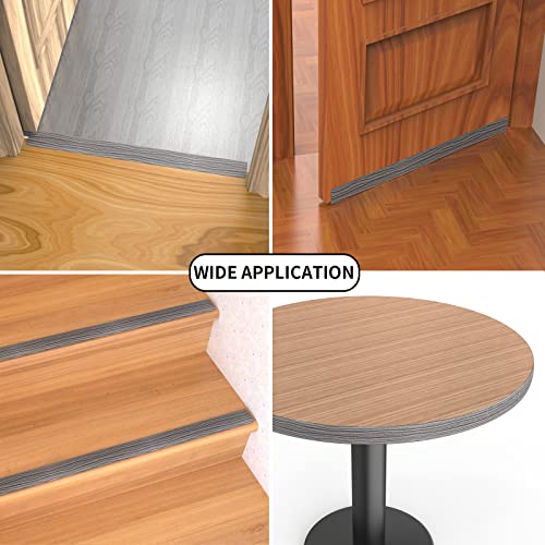 Peel And Stick Floor Transition Strip,Self Adhesive Flooring Cover Strip For Laminate And Vinyl,2" Wide Flat Divider Strip For Joining Floor Gaps,Carpet Threshold In Dark Gray Wood Grain #TOP5