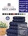 Premium, Luxury Hotel & Spa Quality, 6 Piece Kitchen and Bathroom Turkish Towel Set, Cotton for Maximum Softness and Absorbency by American Soft Linen, [Worth $72.95] (Navy Blue)