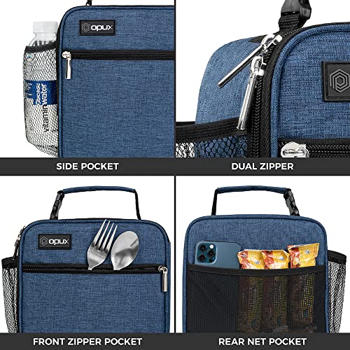Opux Lunch Box For Men, Insulated Lunch Bag For Women Kids Boys Girls Teens | Soft Lunchbox For Work, School With Pocket And Clip On Handle | Reusable Compact Lunch Cooler Pail (Navy) #TOP3