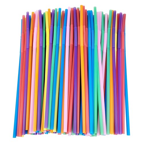100 PCS 0.23 inches in Diameter 13inch Extra Long Straws Flexible Plastic, Colorful Disposable Bendy Party Fancy Straws Party Decorations (100, Multicolor)