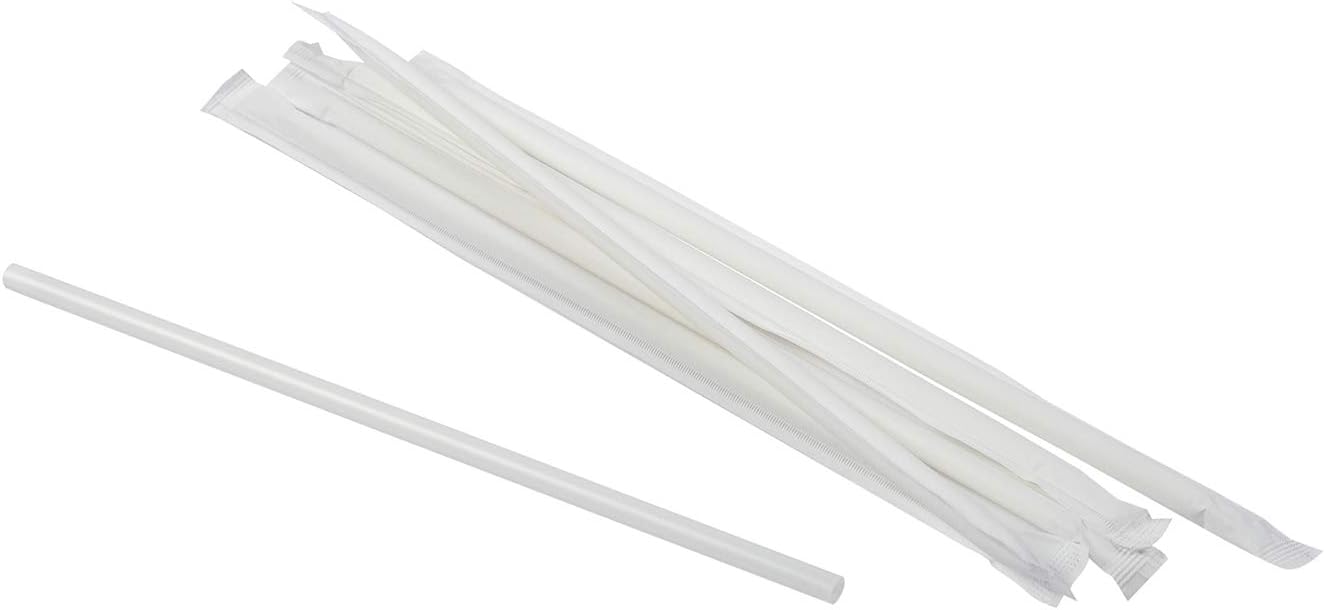 CiboWares 7.75 Inch Jumbo Paper Wrapped PLA Straws, Clear, Case of 6000