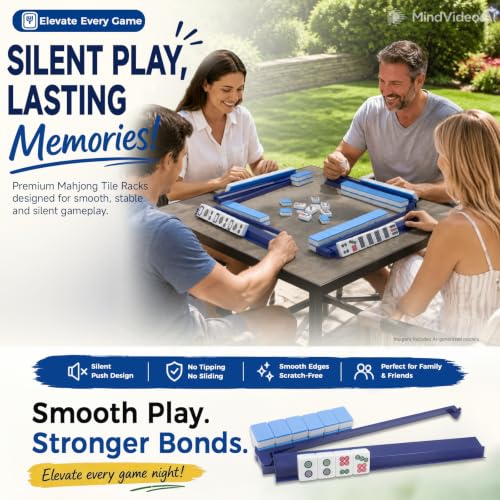 Set de 4 Soportes para Mahjong con Empujadores Azul 18.7'' miniatura 2