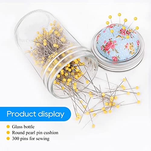 Ezakka Pin Cushion, Pin Cushions For Sewing Glass Needle Pin Holder With 300 Pieces Pearl Needles Quilting Pincushion Kit #TOP4