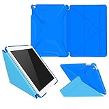 iPad Air 2 Case, Apple iPad Air 2 Smart Cover, rooCASE Origami Ultra Slim Fit Thin Lightweight SmartShell PU Leather Folio Case Magnetic Auto Sleep Wake - Support 3n1 Stand for iPad 6, P Blue /B Blue