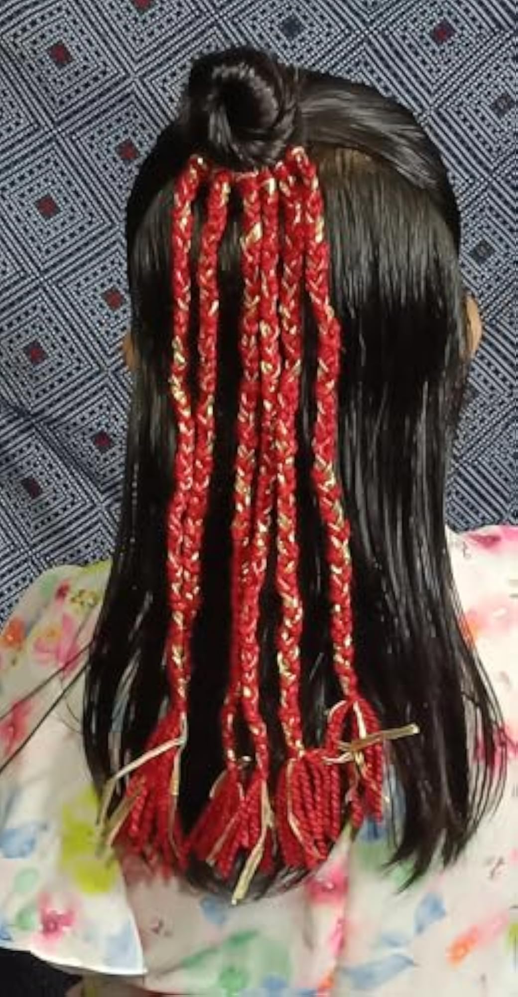 Decorative Red and Gold Braided Hair Extensions