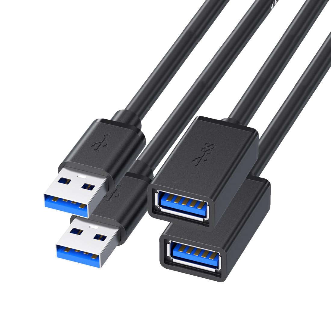 Cable de extensión USB 3.0, cable USB-A macho a hembra de 5 pies, paquete de 2 | Transferencia de datos de alta velocidad de 5 Gbps