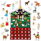 Yexiya Christmas Nativity Advent Calendar 2025 Felt Advent Wall Hanging Craft Calendar with 24 Ornaments Pockets Felt Ornaments Home Decoration for Kids Adults, Countdown to Christmas(Classic)