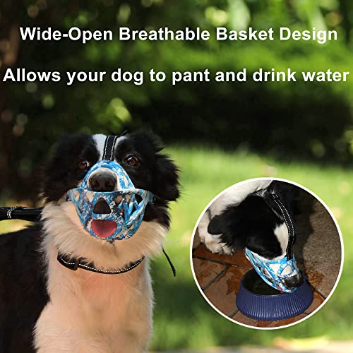 Dog Basket Muzzles, Upgraded Soft Breathable Cage Muzzle For Small Medium Large Dogs Allows Drinking Panting Feeding, Adjustable Heavy Duty Dog Mouth Guard To Stop Biting Barking Chewing, Blue White M #TOP4