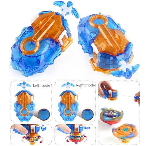Desamvap Bey Brust Tops B-173 Kampfkreisel Infinite Achilles Metal Fusion DB Bey Layer Kreisel Right Spin Battle Kreisel Spielzeugset mit Starter und Griff, Geburtstag Kinder Spielzeug