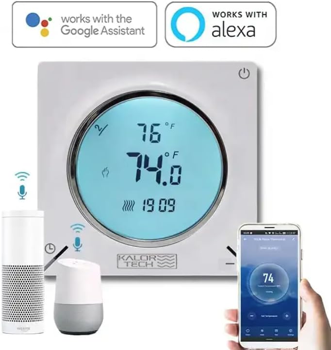 KALOR TECH Wi-Fi Smart Thermostat with Google Assistant, Alexa, and smartphone app
