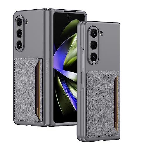 Coque Galaxy Z Fold 5 housse téléphone pliable cuir souple gris