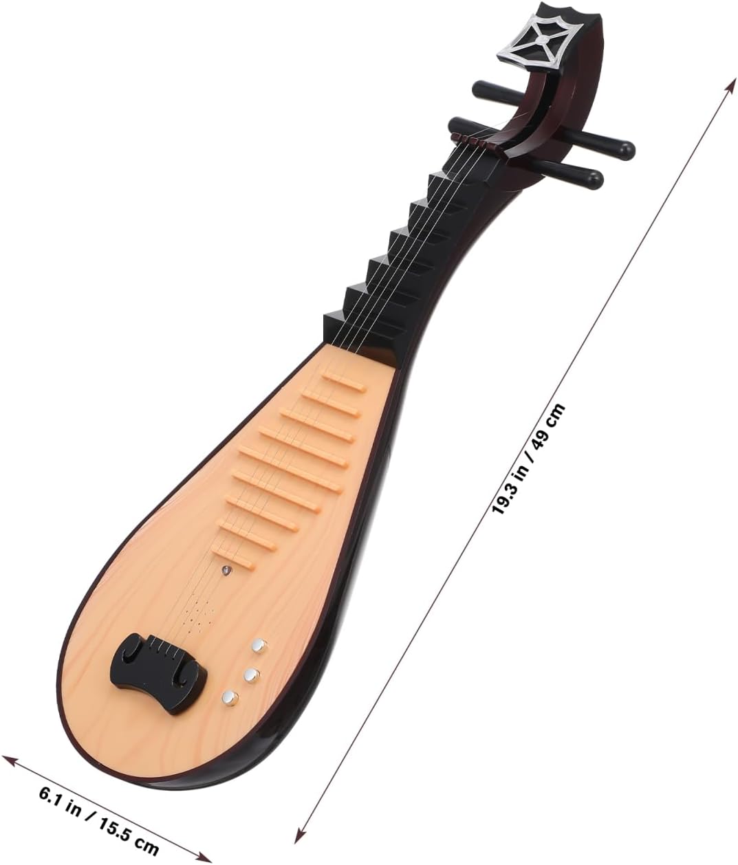 Amosfun Playable Chinese Lute Model, Kids Toy Guitar Pipa Instrument, Lightweight Traditional Stringed Prop for Hanfu Photography
