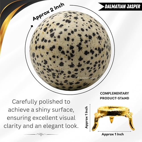 Image of Certified Dalmatian Jasper Crystal Ball for Meditation - Premium Crystal Vastu Items for Home and Feng Shui Items for Good Luck - Ideal for Pooja Supplies and Spiritual Practices (2 inch Inch)