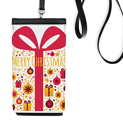 Sac à main suspendu téléphone en cuir noir avec motif Joyeux Noël DIYthinker