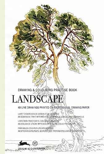 Landscape: Drawing & Colouring Practise Book (Multilingual Edition) (English, Spanish, French and German Edition)