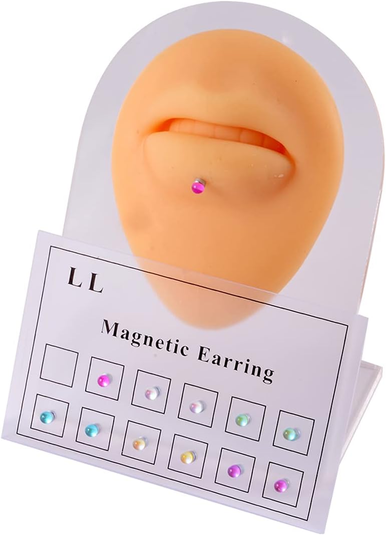 Stainless Steel Crystal Fake Ear Stud Earrings Nose Lip Ring Clip on Cubic Zirconia Tragus for Women Men Multicolor Non Piercing Jewelry Set