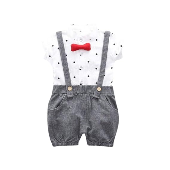 Bold N Elegant Half Sleeve Cotton Kids T-Shirt with Dungaree & Bowtie Little Man Party Dress for Boys