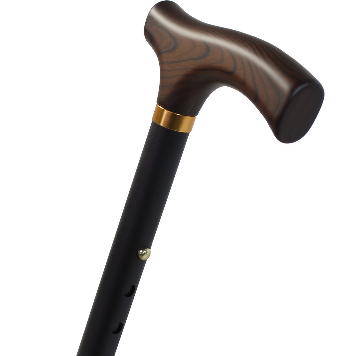 Gastrock Gehstock Faltstock mit Fritzgriff aus Holz höhenverstellbar, Bronze matt