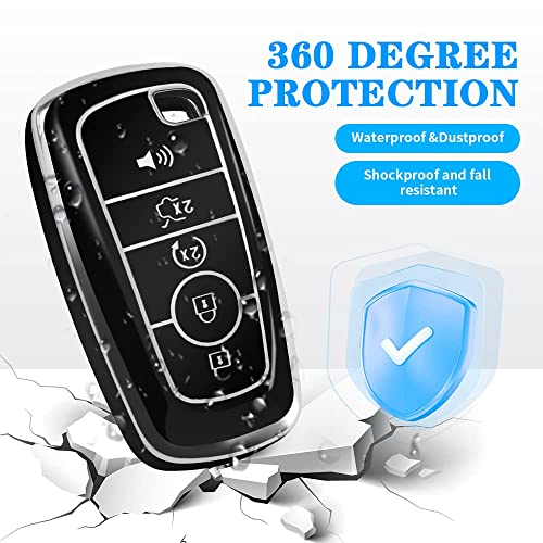 Mild East For Ford Key Fob Cover With Keychain,Car Key Case Shell Protector Holder 5 Buttons For Ford Explorer Fusion Escape Edge Expedition Mustang F150 F250 F350 F450 F550 Bronco,Black #TOP3