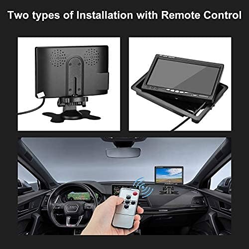 Two types of monitor installation: standing on a dashboard and mounted from above.