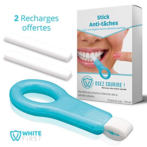 Stick anti tâches par White First - Bandes de blanchiment dentaire professionnel pour enlever les traces et rendre vos dents blanches instantanément Cover
