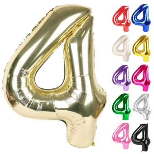 Champagne Gold Number 4 Balloon 40 Inch - 4th Balloon Number Decorations