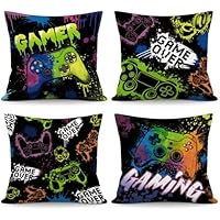NymphFable Juego de 4 Fundas de Cojín Gamer Mando 45 x 45 cm,