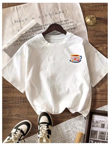 Image of RoseSeek Women's Graphic Letter Tee Crew Neck Drop Shoulder Trendy Summer T Shirt Short Sleeve Vintage Car Print Top