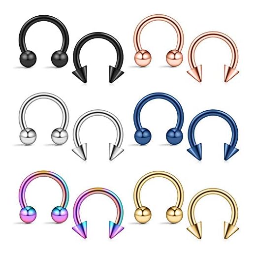 Crdifu 12 st rostfritt stål 14 mätare hästsko näsring ring cirkulär skivstång septum läpppiercing smycken e rostfritt stål, colore: 10mm, cod. L-CR-U-4