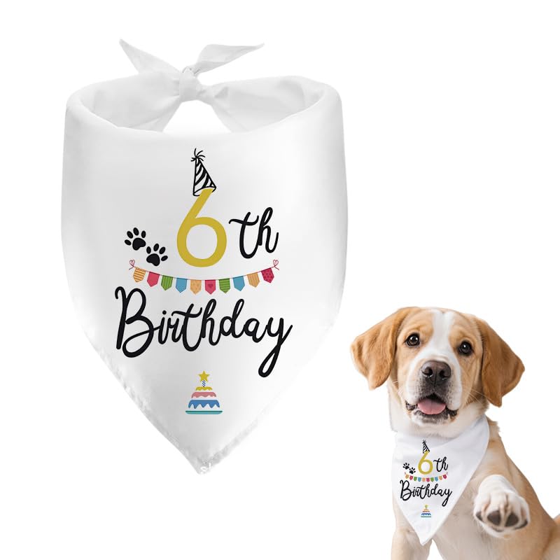 6th Dog Birthday Bandana Gifts for Dogs Dog Birthday Gifts for Dog Lovers Owners Dog Gift for 6 Year Old Happy Birthday Present for Dogs Dog Happy Birthday Bandana for Small Large Dogs — image 1