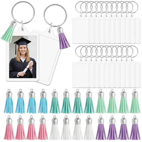 Nfvjfxz 24 Pcs GraduationTeacher Gift Acrylic Photo Frame Keychain with