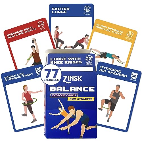 Balance Exercise Cards for Athletes – Workout Cards for Core and Standing Balance – Balance Trainer Fitness Deck for Full-body Balance Exercises for Gym & Home Workout - Fitness Exercise Cards