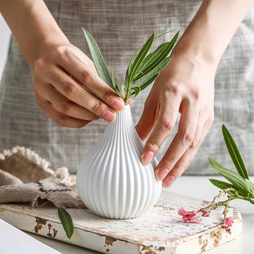 Vases à fleurs design moderne | Ensemble de 3 céramiques blanches - 6