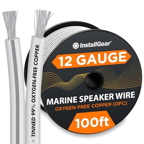 InstallGear 12 Gauge AWG Speaker Wire Cable (100ft - White) | White Speaker Cable | 12 Gauge Marine Wire for Outdoor, Automotive, and Marine