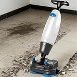 Laveuse de sols professionnelle, compacte et portable, alimentée par batterie, autonomie de 90 à 120 minutes, largeur de nettoyage de 43 cm, tête rotative à double brosse et rotation à 360° White