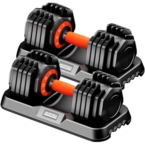 Image of Adjustable Dumbbell Set, 10-in-1 25LB /50LB /90LB Ajustable Dumbbells with Safe Locking System, Enclosed Storage Tray, 1 Sec Fast Adjustment, Comfortable Non-Slip Textured Grip, Suitable for Home Gym Workouts Men and Women