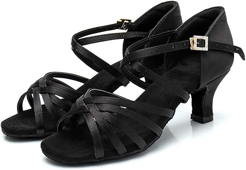 Miniatura 2 de RoseMoli Zapatos de baile latino para mujer, de satén, profesional, para sala de baile, salsa, práctica, rendimiento