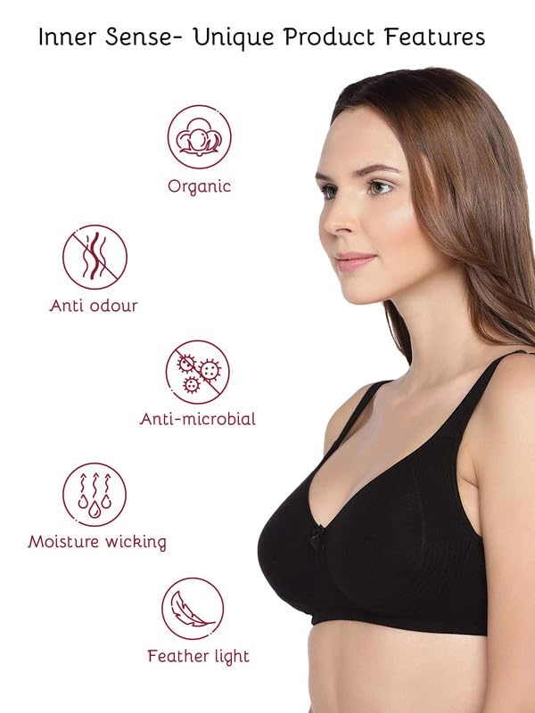 Image of Inner Sense Organic Cotton Bamboo Bra for Woman with Concentric Stitches I Full Coverage Bra for Heavy Bust with Side Support I Non Padded Innerwear with Wire-Free Design