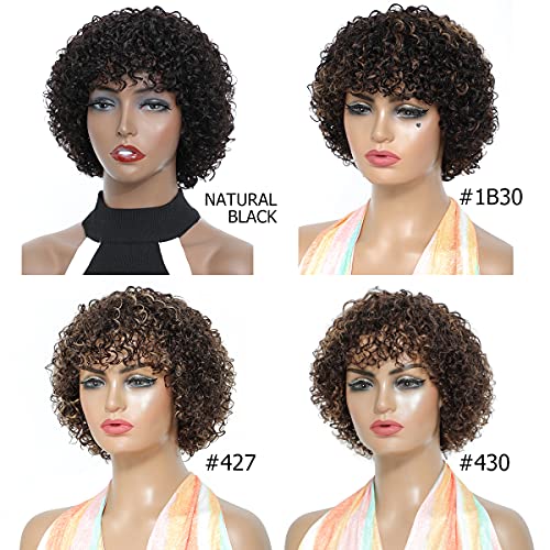 Short Human Hair Wigs For Black Women 150% Density Short Wigs For Middle Aged Women Machine Made Short Curly Wigs Human Hair Natural Color #TOP5