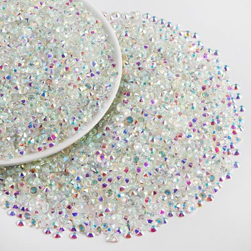 Image of Beadsland Flat Back Rhinestones Bulk, Transparent AB, SS12, 14400pcs | Flatback Glass Gems for Nails Crafts Clothes DIY Decoration, Glue Fix, 3.0-3.2mm,without Silver Backing