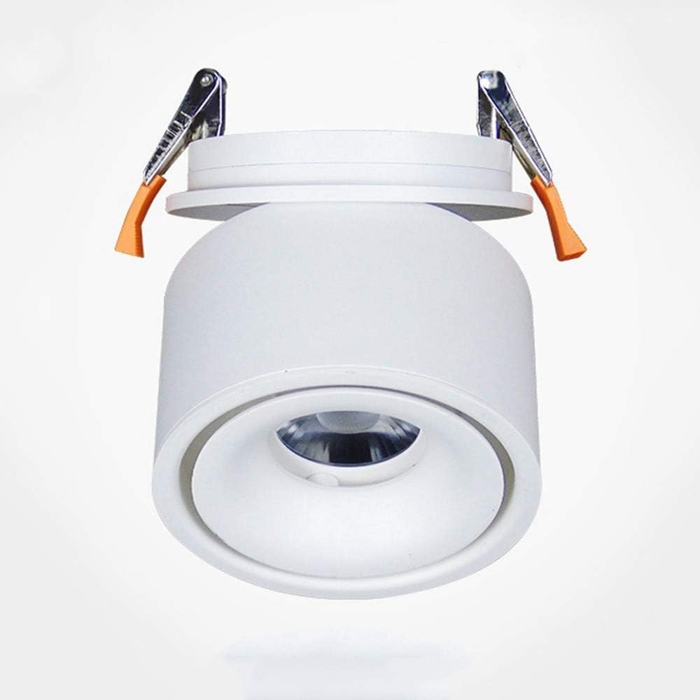 Spotlight，Led Downlights Panel Ceiling Lights Foldable Retractable Recessed Ceiling Downlamp round Metal Recessed Spot Lamp for Living Room Store Aisle Study Dressing Room Cloakroom/White Light